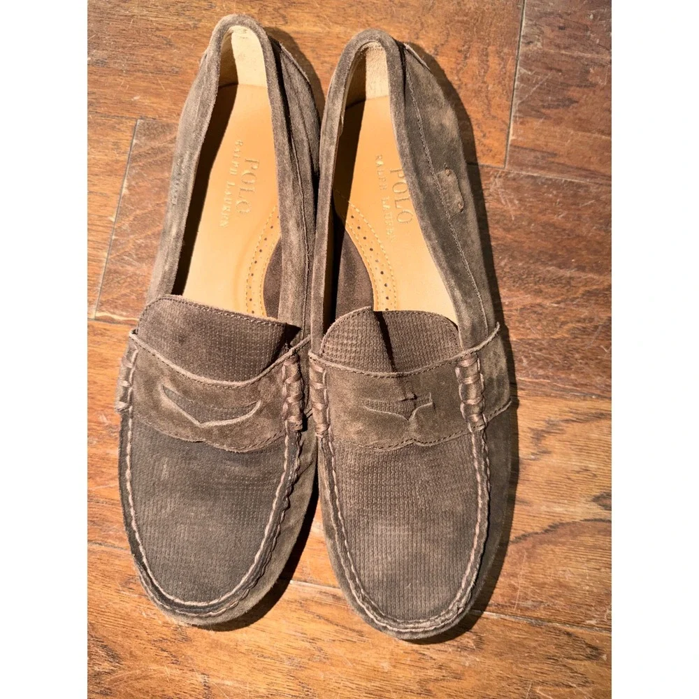 Polo Ralph Lauren Reynold Brown Suede Driving Loafer Penny Driver 9.5D 14557